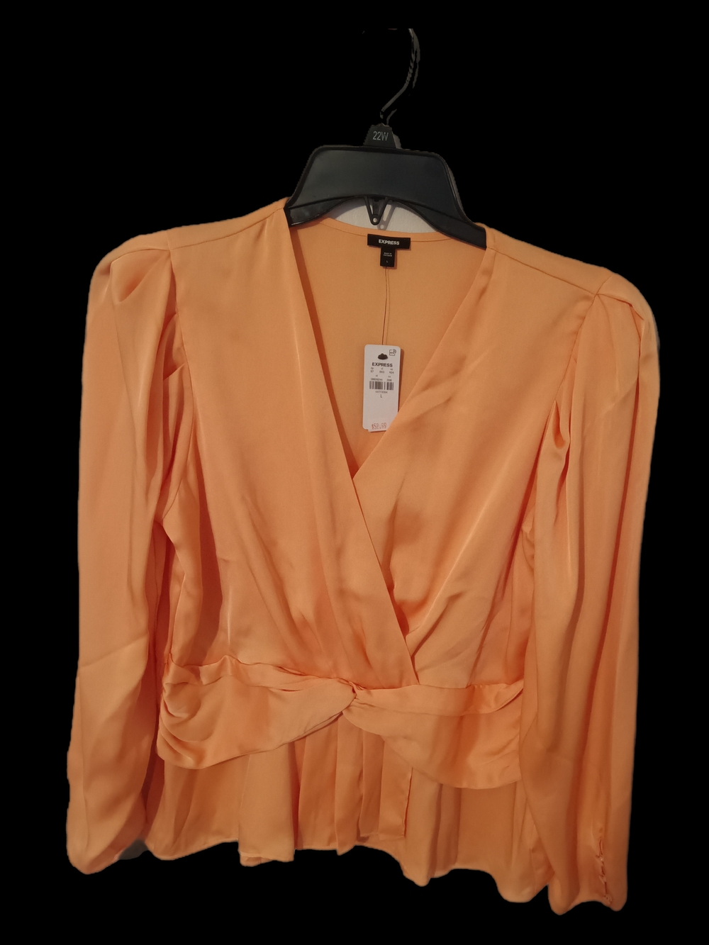 Express Peach Wrap-Style Blouse with Knot Waist